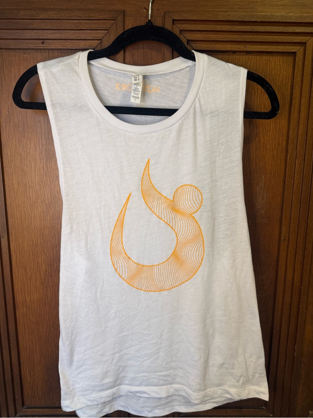 White Sleeveless Graphic Tank Top with Orange HOTWORX Design